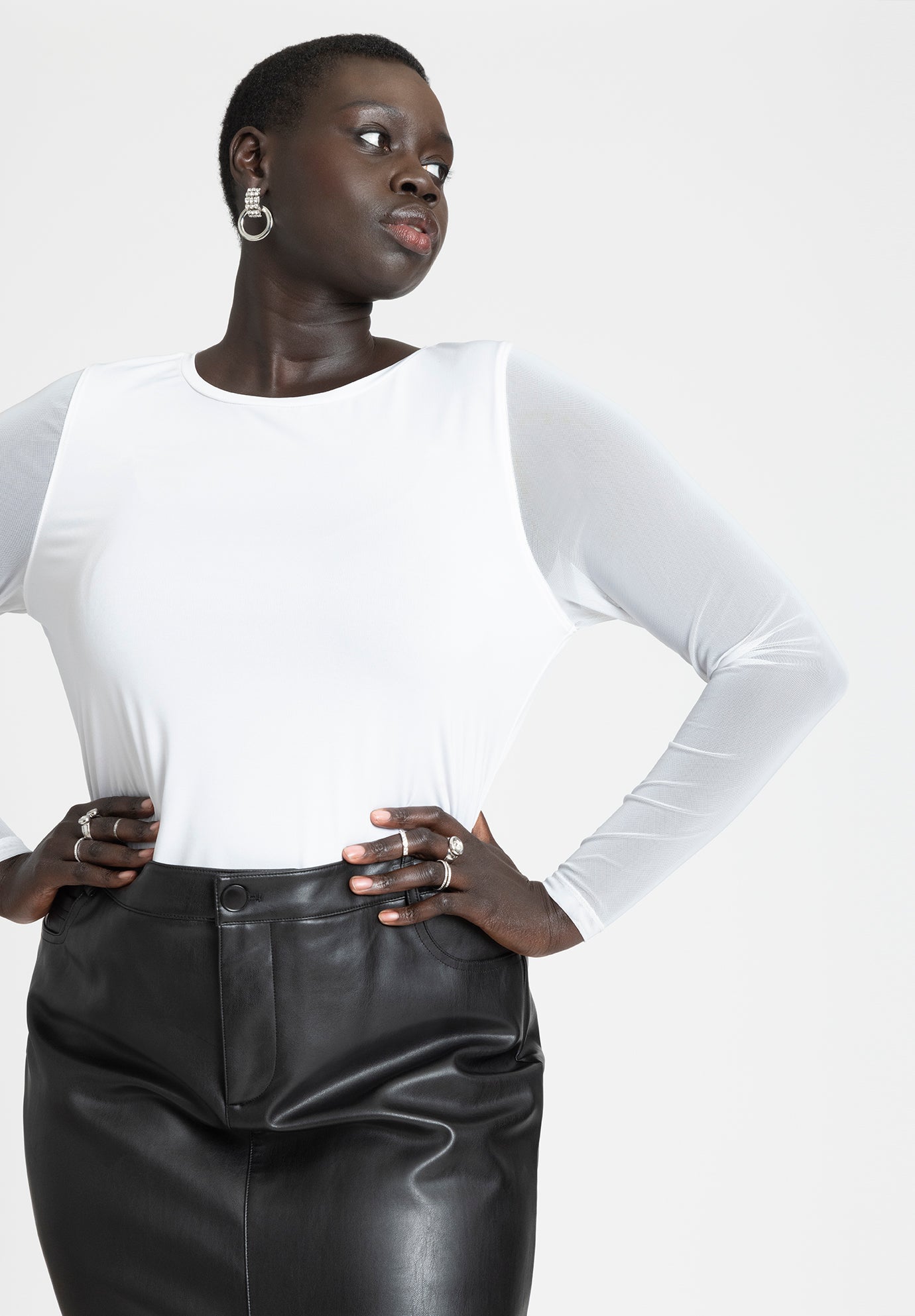 Sheer Sleeve Tee image number 1