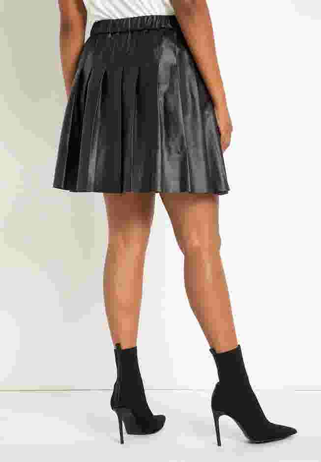 Vegan Faux Leather Pleated Skirt image number 2