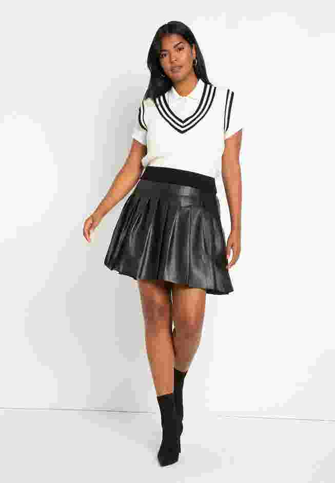 Vegan Faux Leather Pleated Skirt image number 0