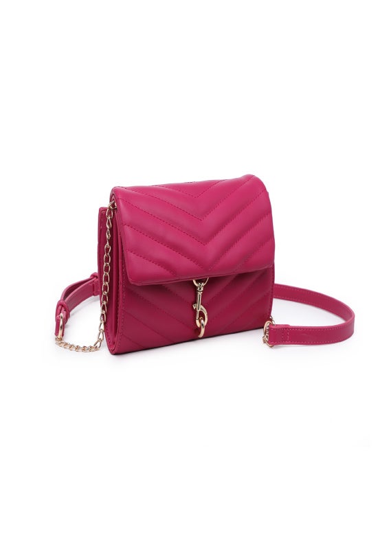 Chevron Quilted Bag With Clasp Detail image number 4