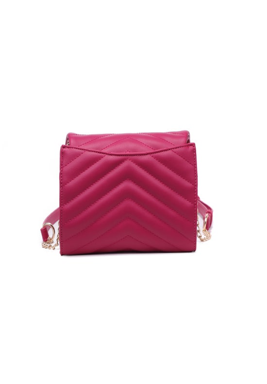 Chevron Quilted Bag With Clasp Detail image number 5