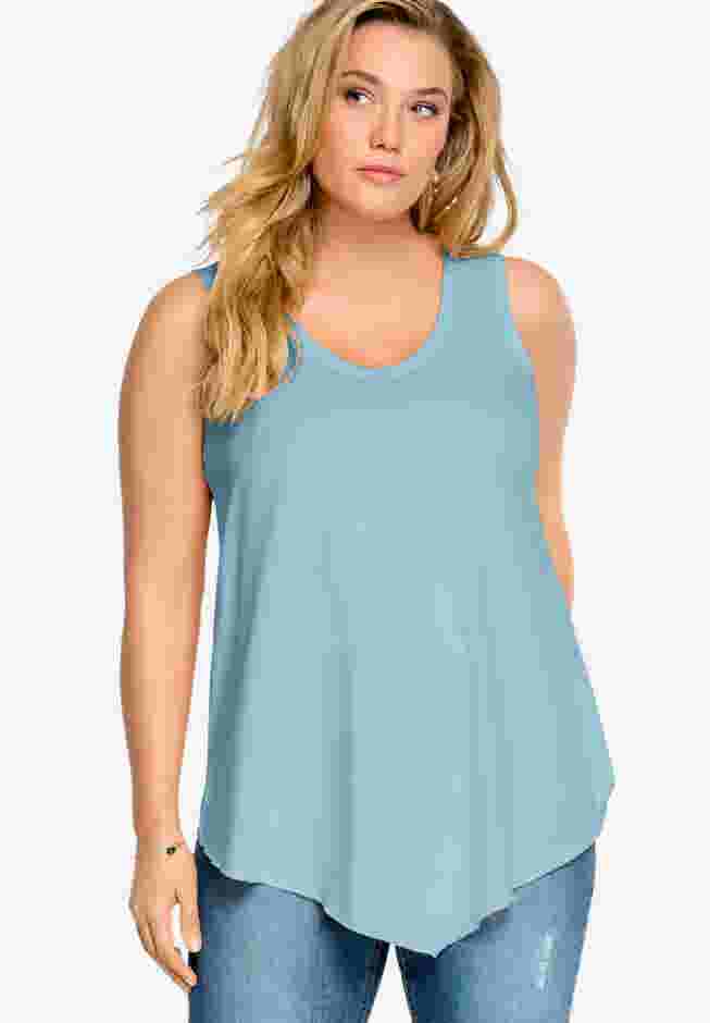 V-Neck Pointed Front Tank image number 0