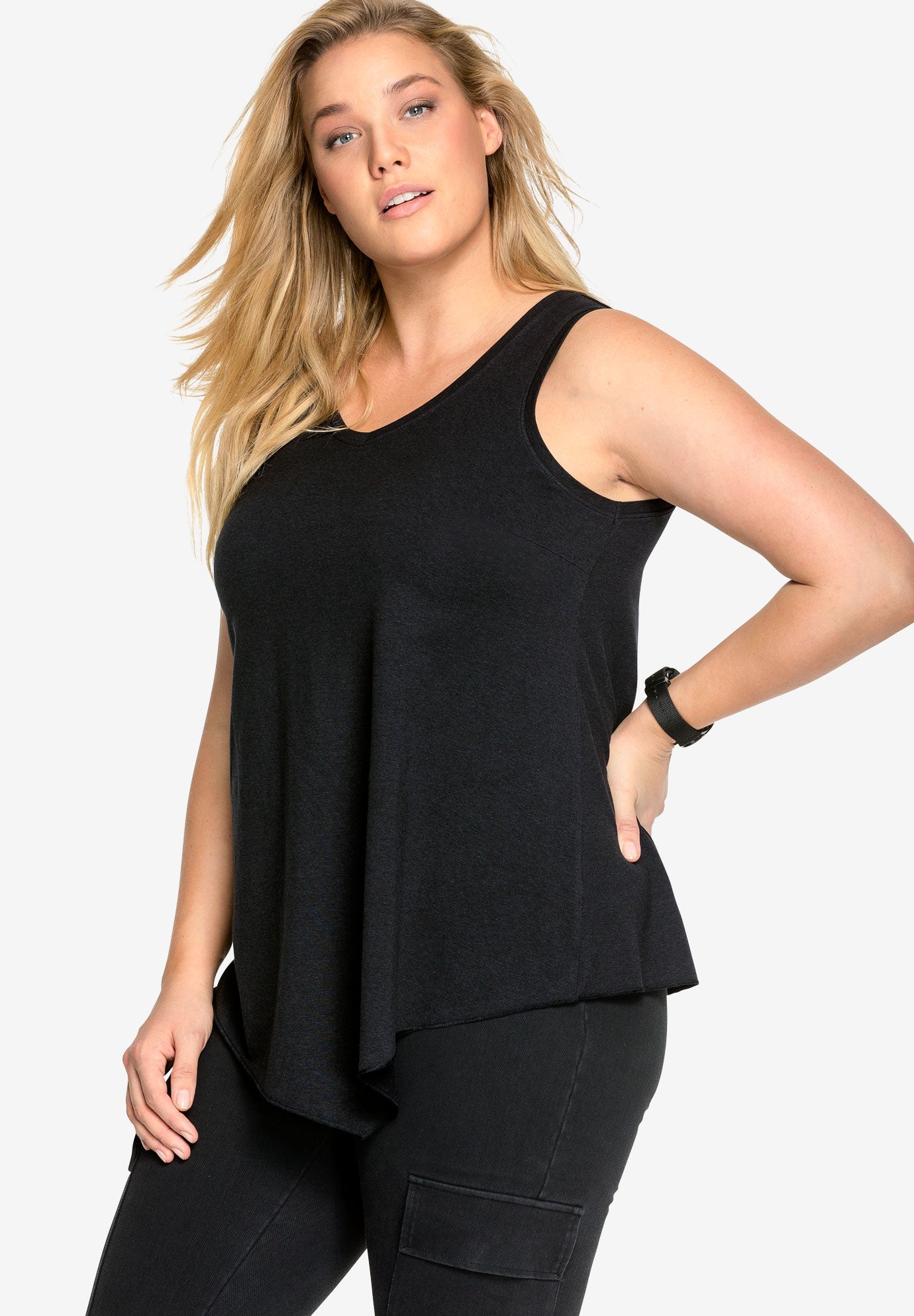 V-Neck Pointed Front Tank image number 0
