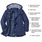 Water-Resistant A-Line Snap-Front Hooded Raincoat image number 2