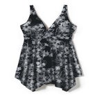 Handkerchief-Hem Twist-Front Tummy Control Two-Piece Swim Dress image number null
