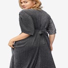 Stretch Knit Fit And Flare Elbow-Length Sleeve Tie-Back Maxi Dress image number null