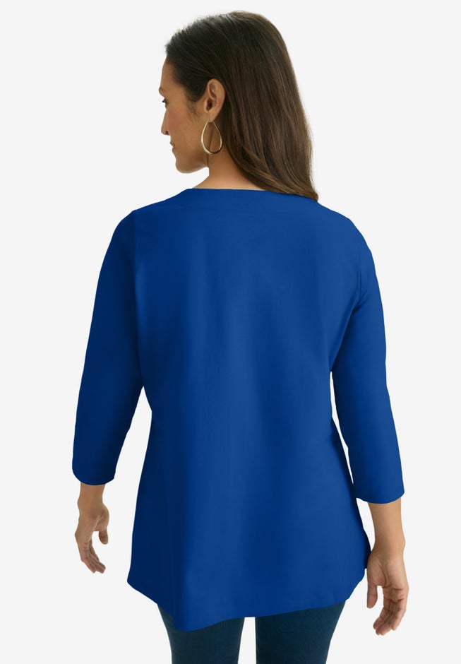 Stretch Cotton Notch Neck Tunic image number 2