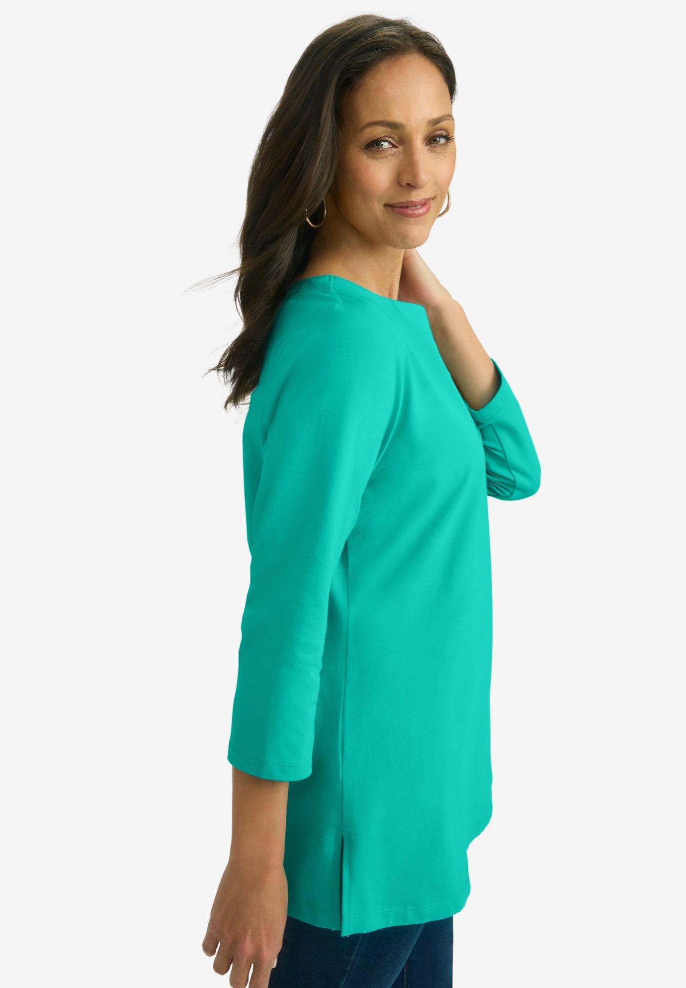 Stretch Cotton Notch Neck Tunic image number 1
