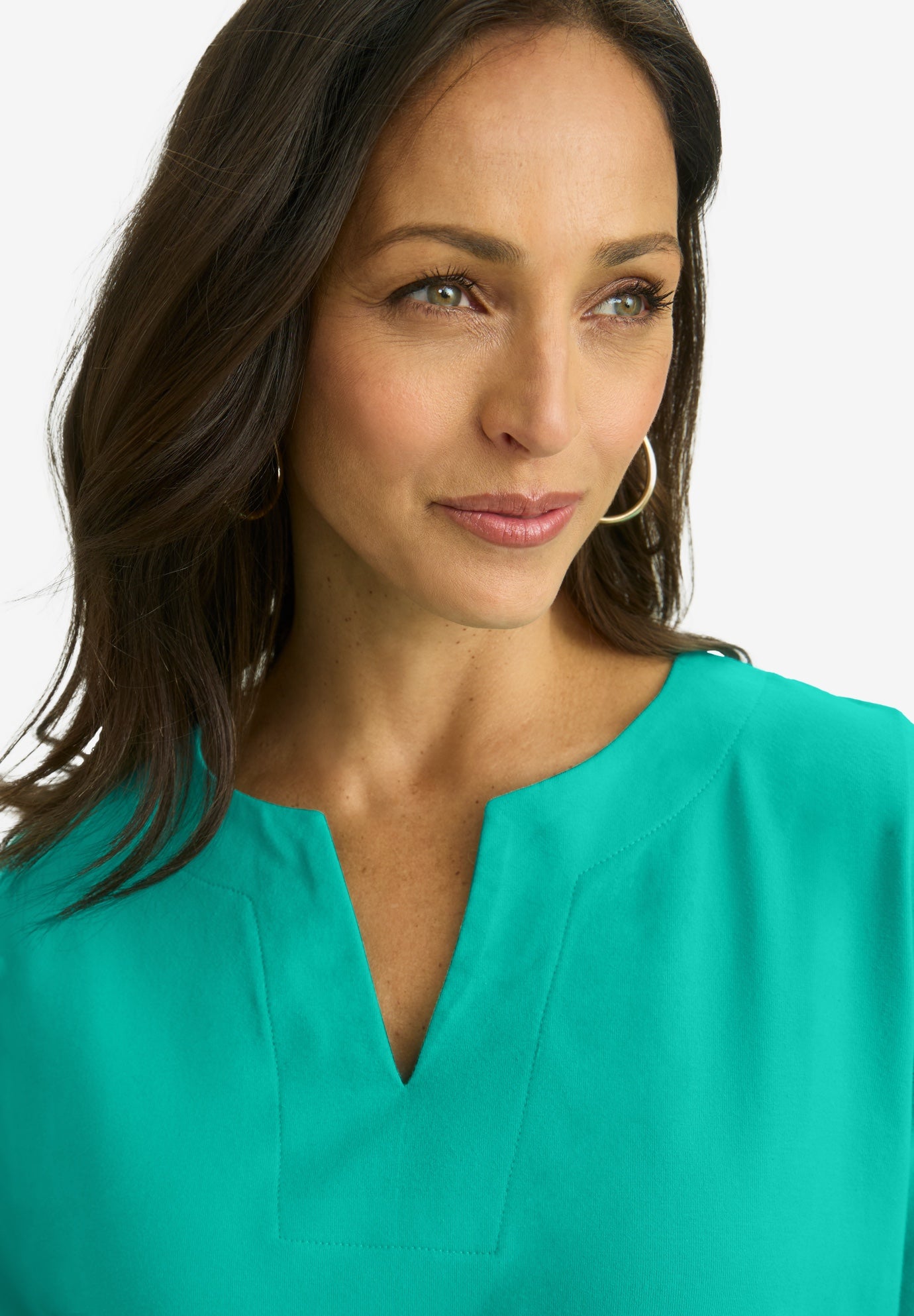 Stretch Cotton Notch Neck Tunic image number 3