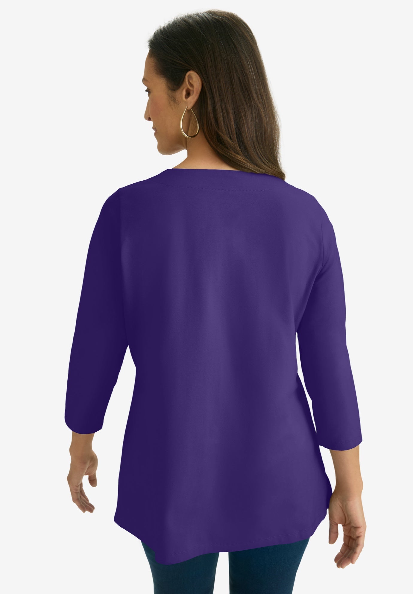 Stretch Cotton Notch Neck Tunic image number 2