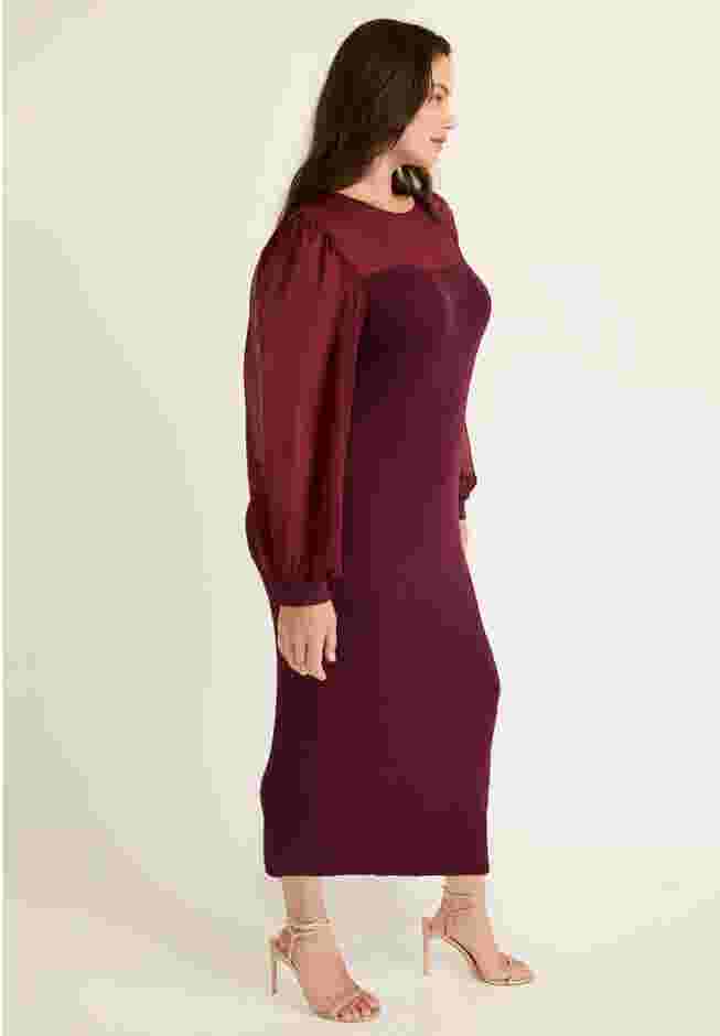 Chiffon-Paneled Midi Sweater Dress image number 1