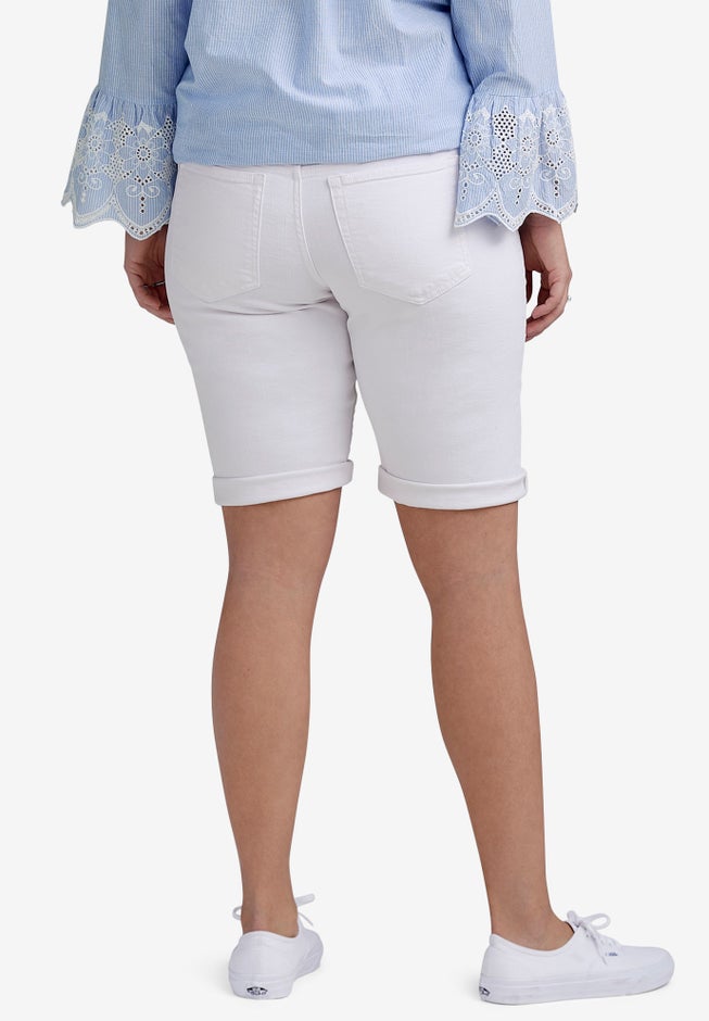 Stretch Denim Mid-rise Bermuda Shorts image number 1