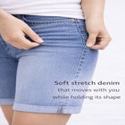 Stretch Denim Mid-rise Bermuda Shorts image number null