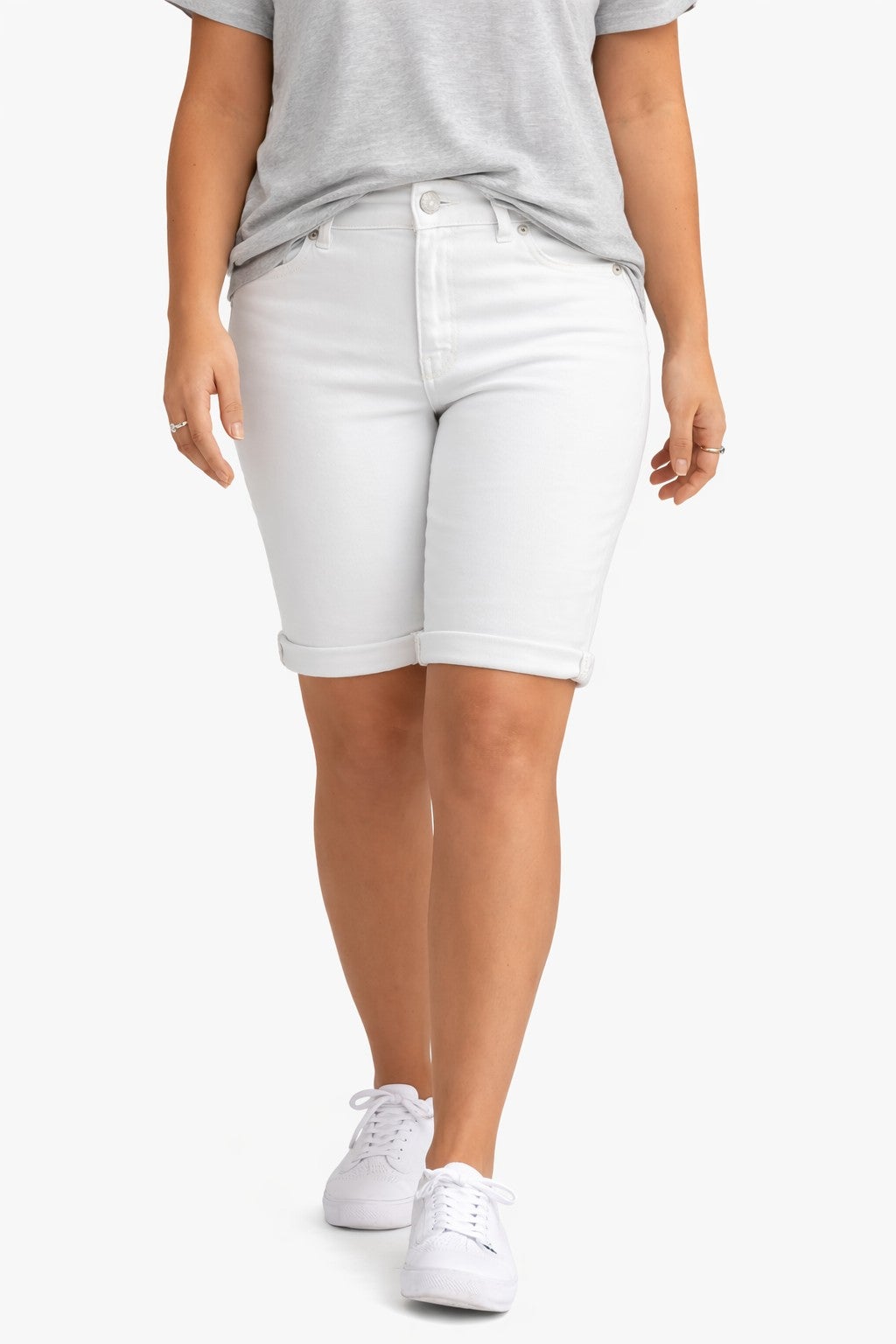 Stretch Denim Mid-rise Bermuda Shorts image number 0