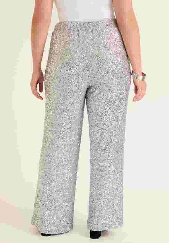 Curvie Fit Sequin Wide-Leg Pants image number 1