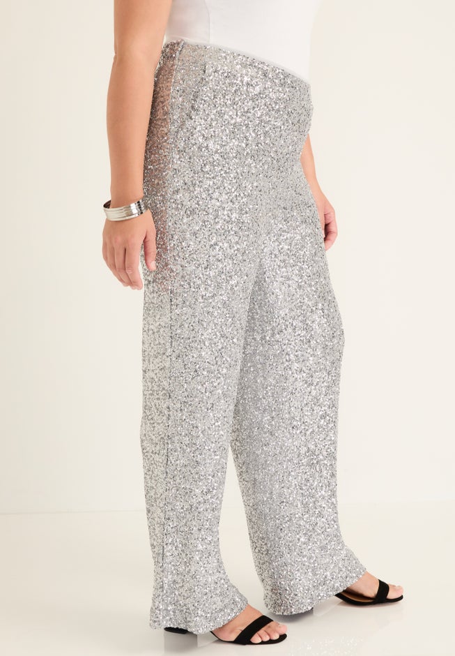 Curvie Fit Sequin Wide-Leg Pants image number 2