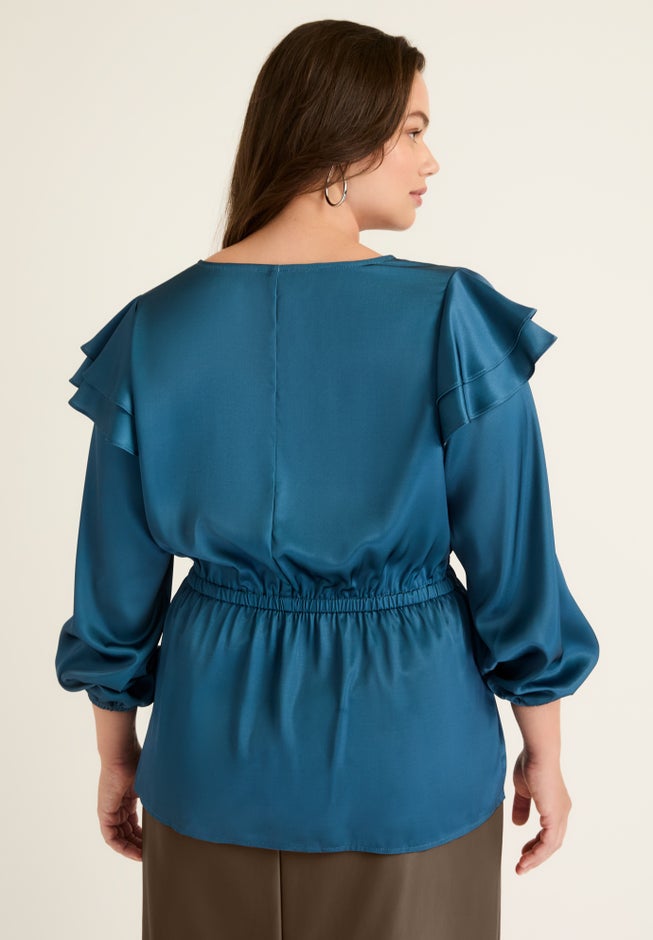 Satin Peplum Top image number 1