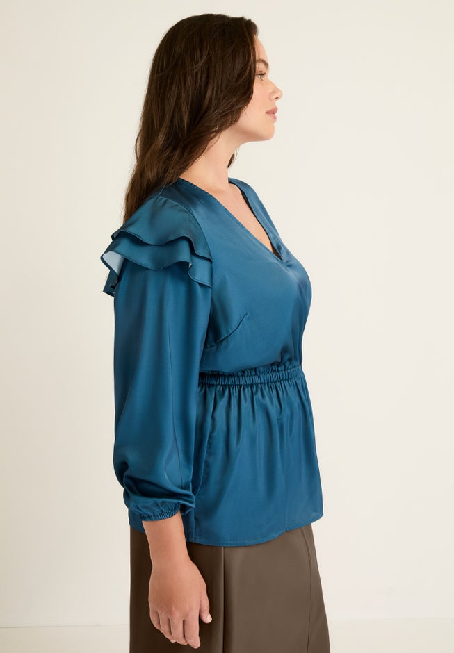 Satin Peplum Top image number 2