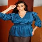 Satin Peplum Top image number null