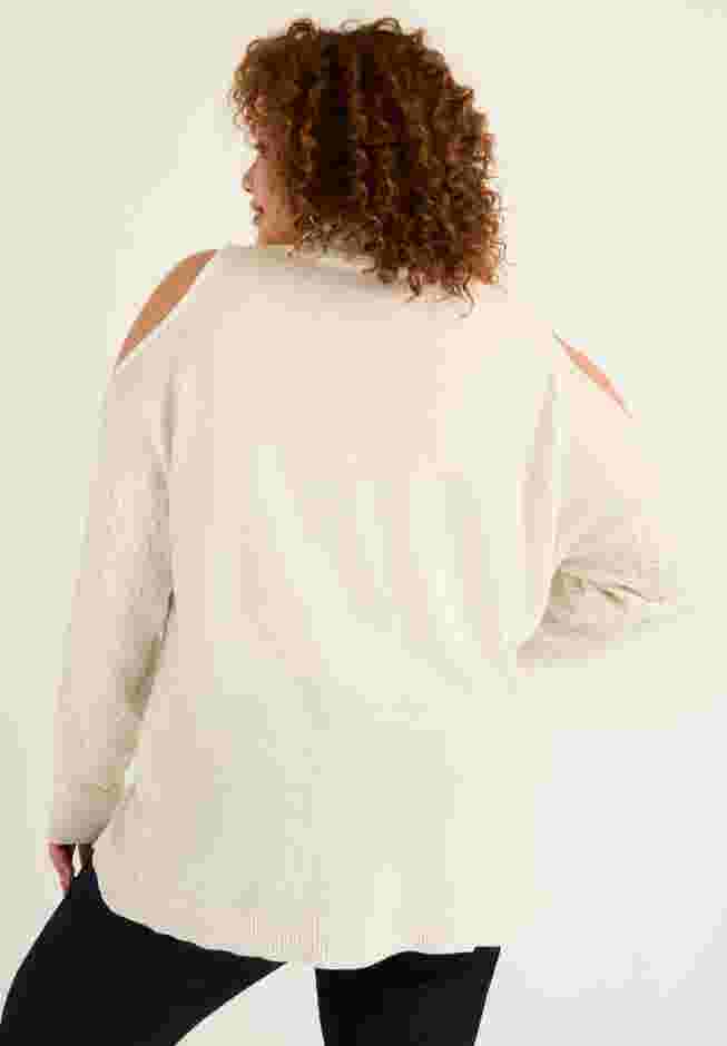 Cold-Shoulder Cable-Knit Turtleneck image number 1