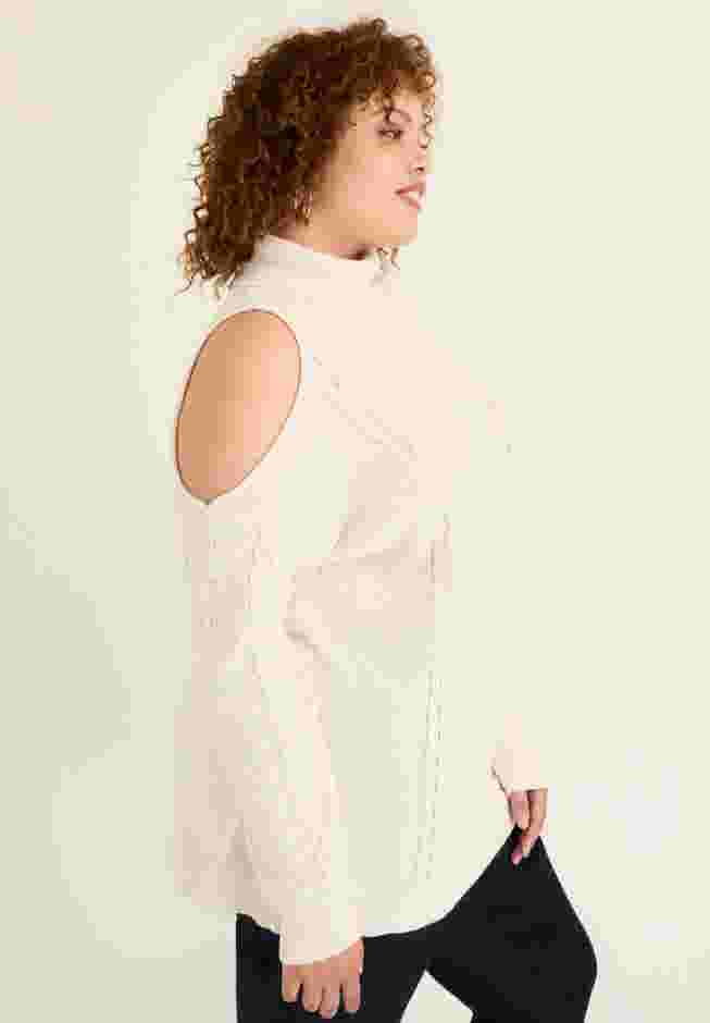 Cold-Shoulder Cable-Knit Turtleneck image number 2