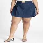 Pleat Front Denim Mini Skort image number null