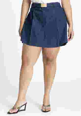 Pleat Front Denim Mini Skort image number 1