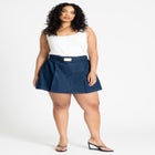 Pleat Front Denim Mini Skort image number null