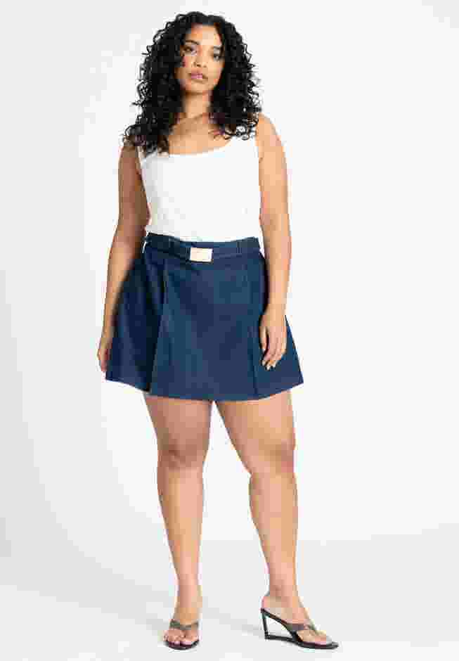 Pleat Front Denim Mini Skort image number 0