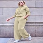 Wide Leg Fleece Sweatpant With Drawstring Waist image number null