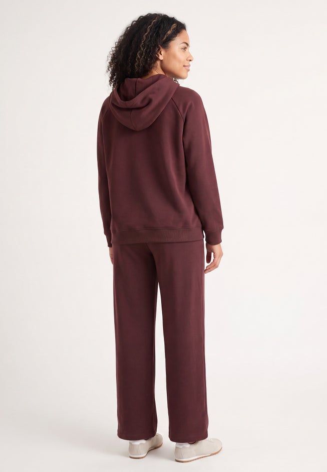 Wide Leg Fleece Sweatpant With Drawstring Waist image number 1
