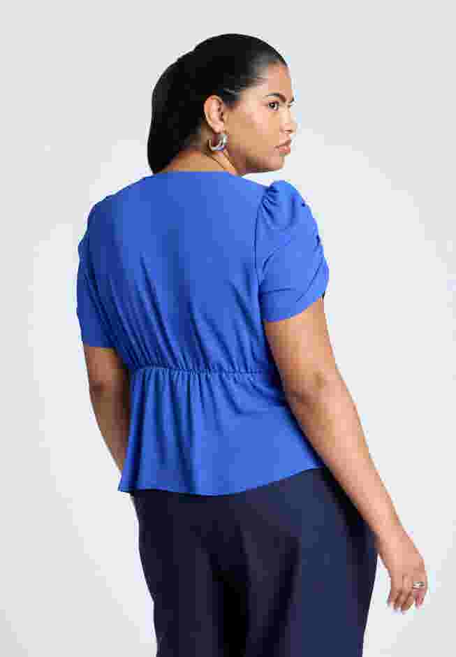 Shirred Sleeve Top With Buttons image number 1