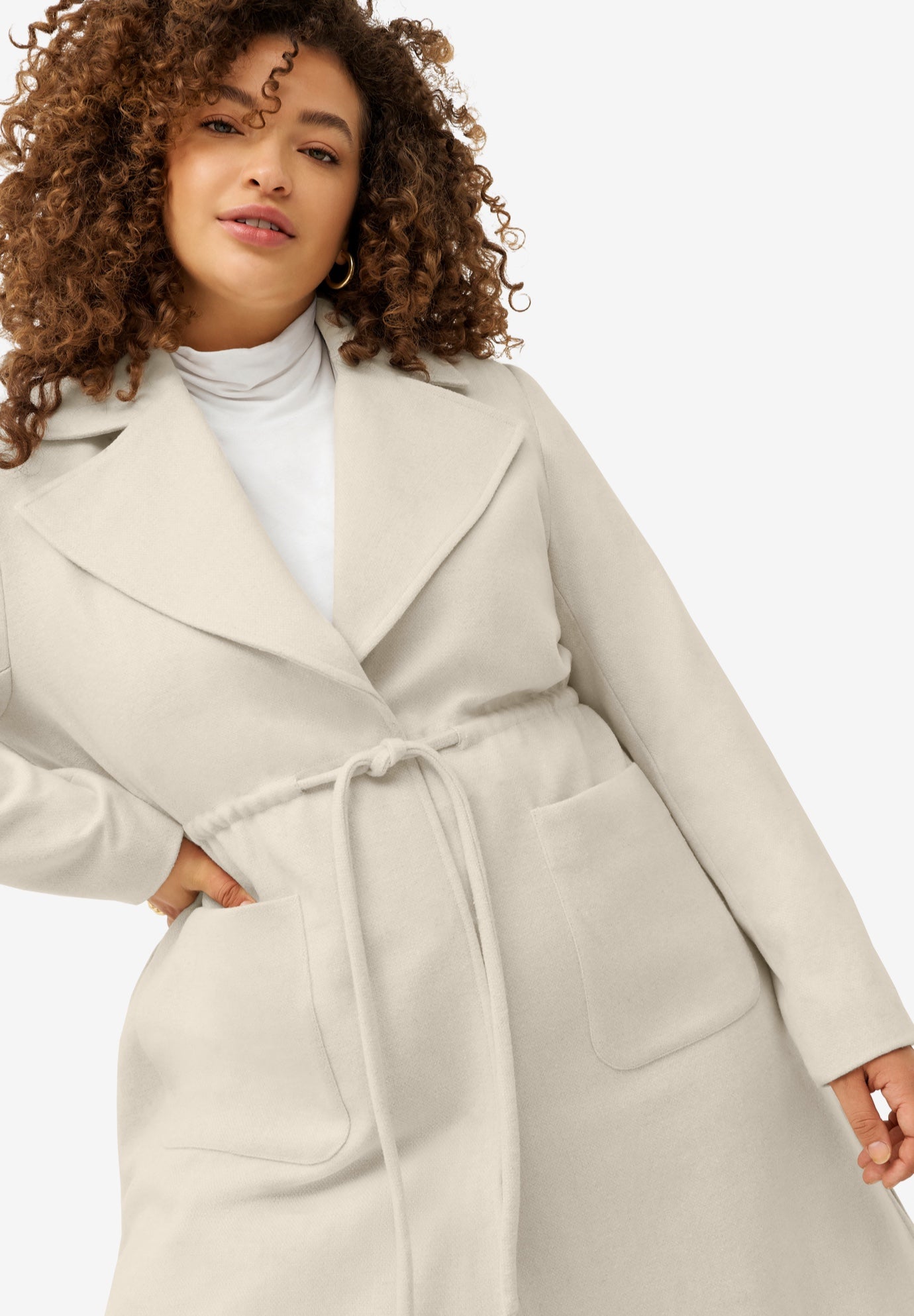 Drawstring Waist Dress Coat image number 3