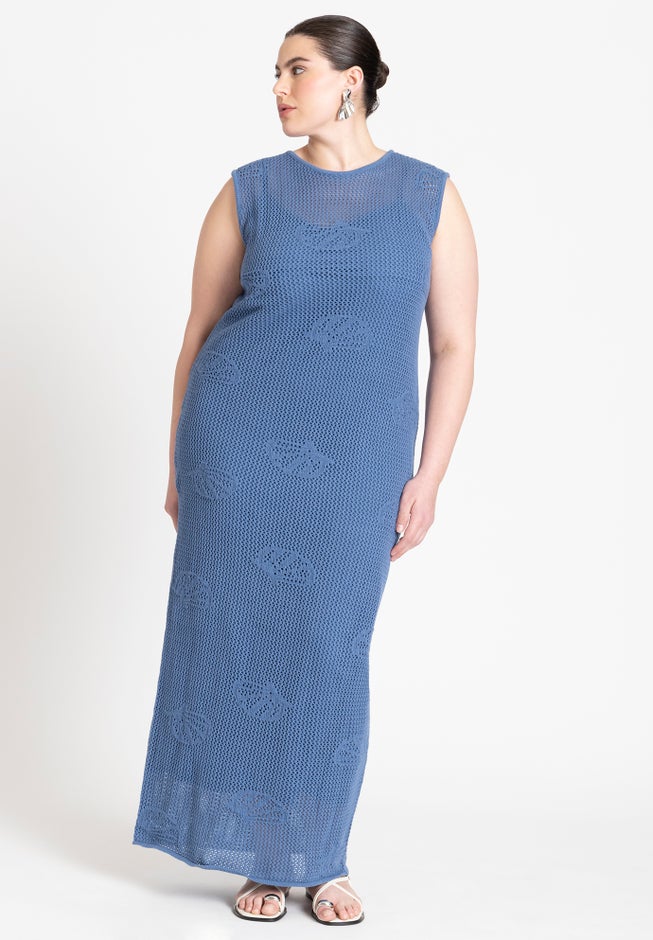 Shell Crochet Sweater Dress image number null