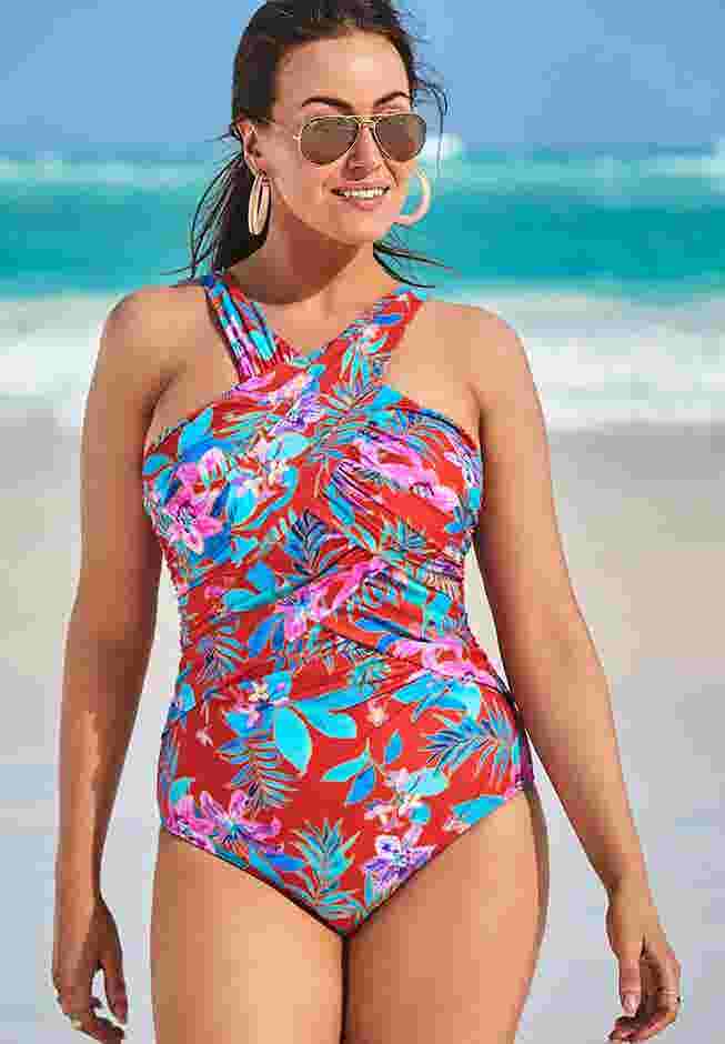 High Neck Wrap One Piece Swimsuit image number 3