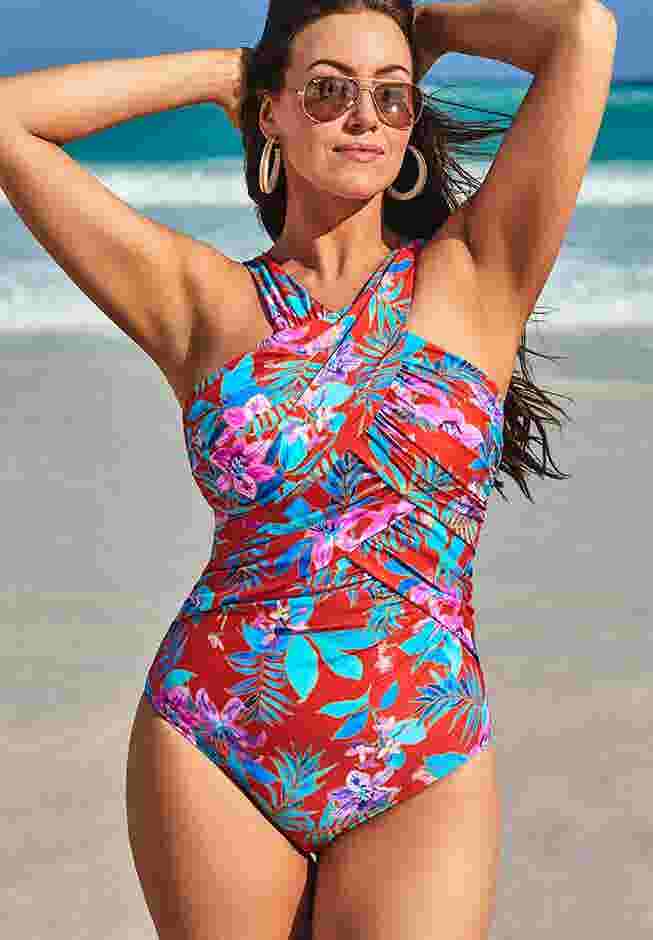 High Neck Wrap One Piece Swimsuit image number 0