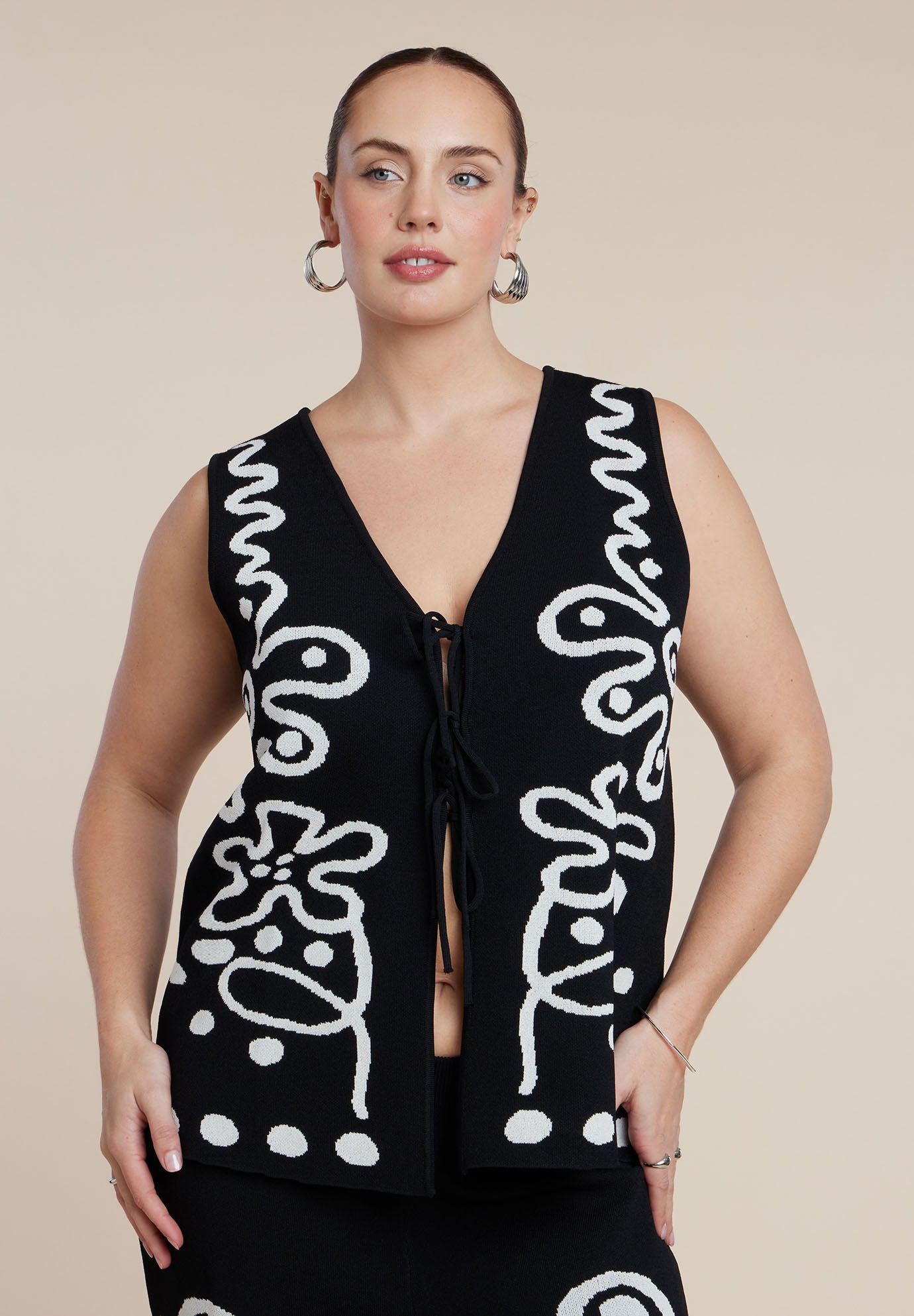 Intarsia Sweater Vest image number 1