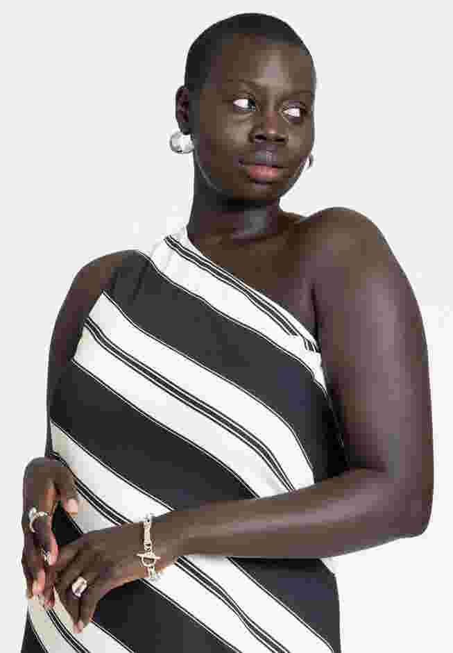 One Shoulder Stripe Dress image number 2