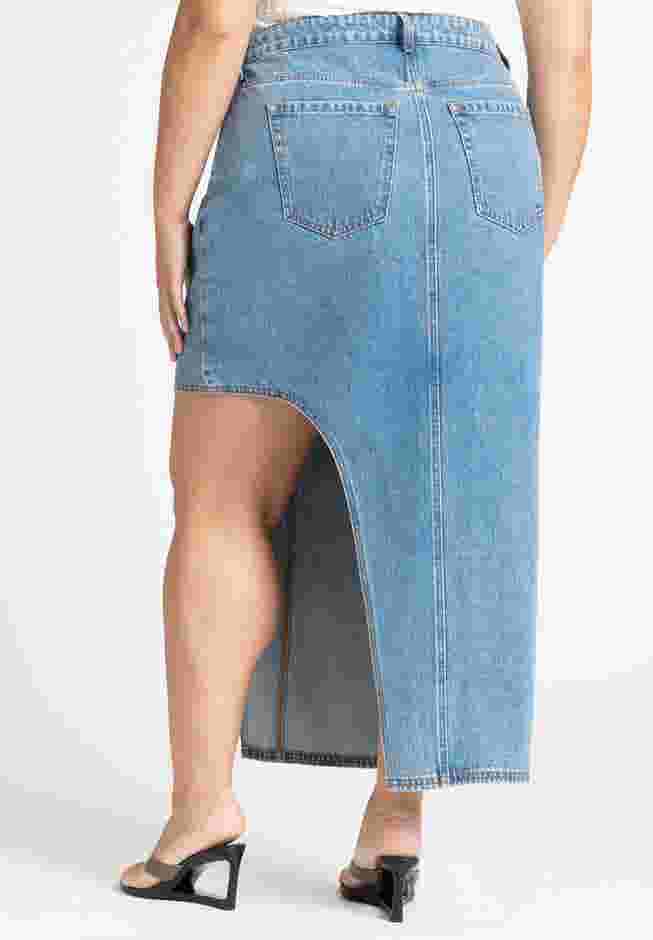 High Low Asym Hem Denim Skirt image number 2