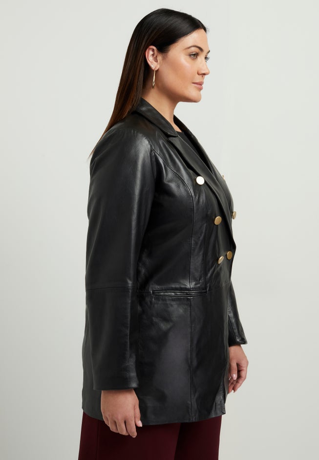 Leather Double-Breasted Blazer image number 1
