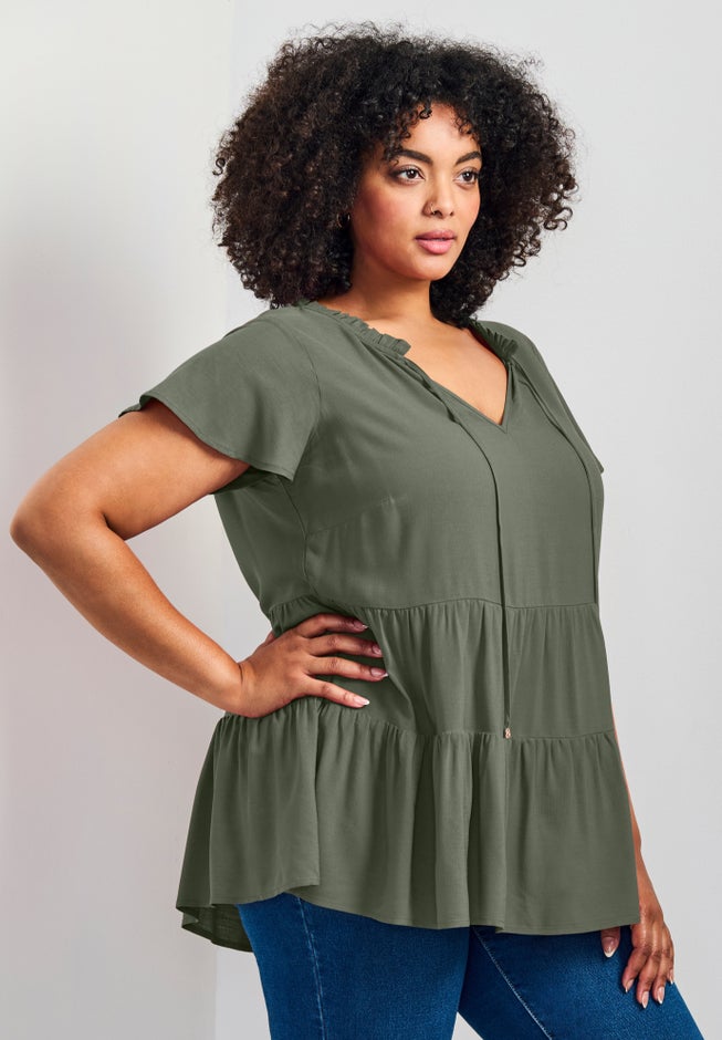 Lani Flutter Sleeve Tiered Top image number 2