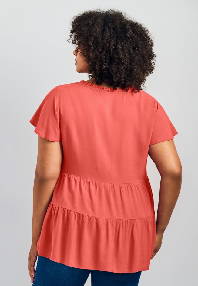 Lani Flutter Sleeve Tiered Top image number 1