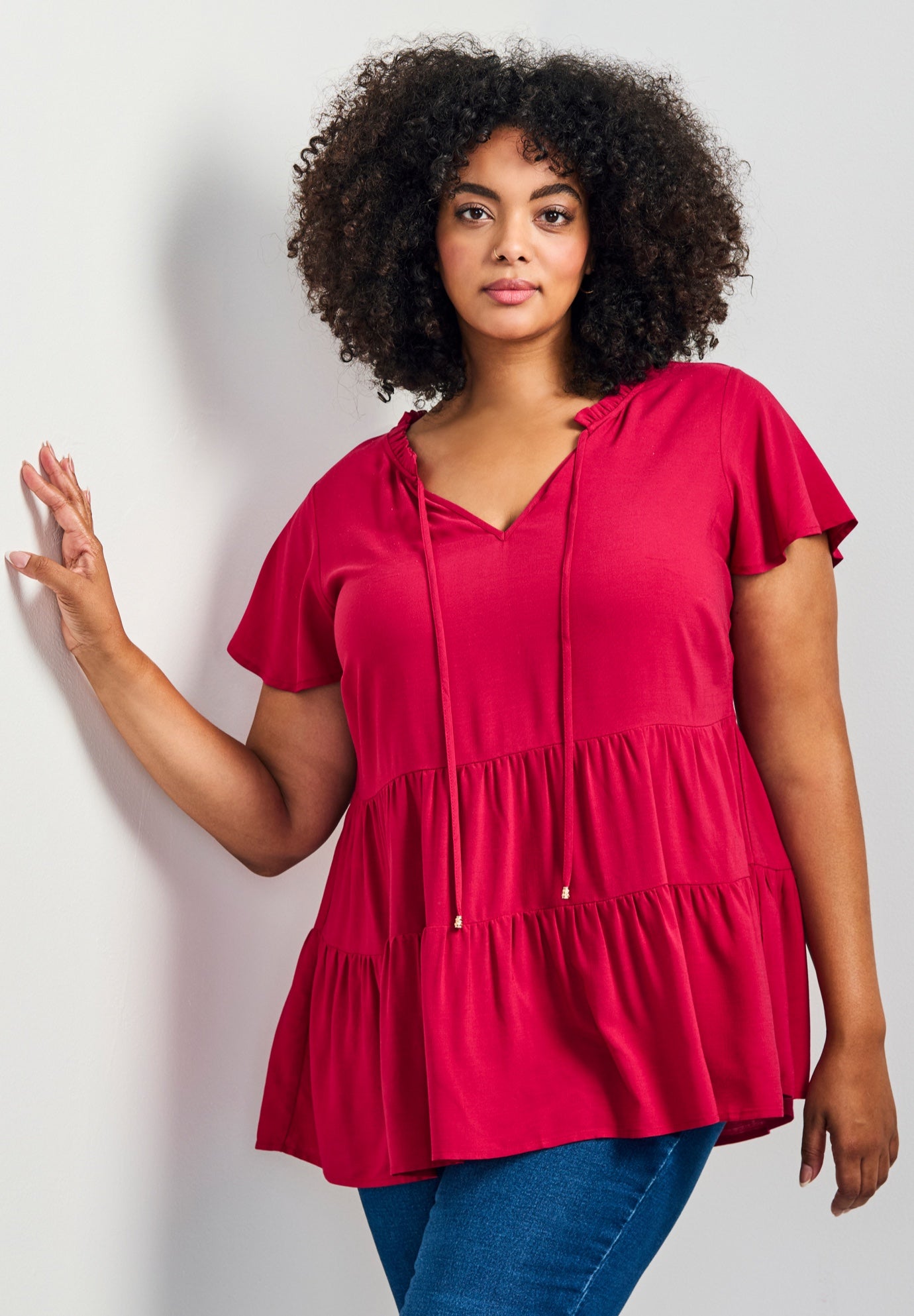 Lani Flutter Sleeve Tiered Top image number 0