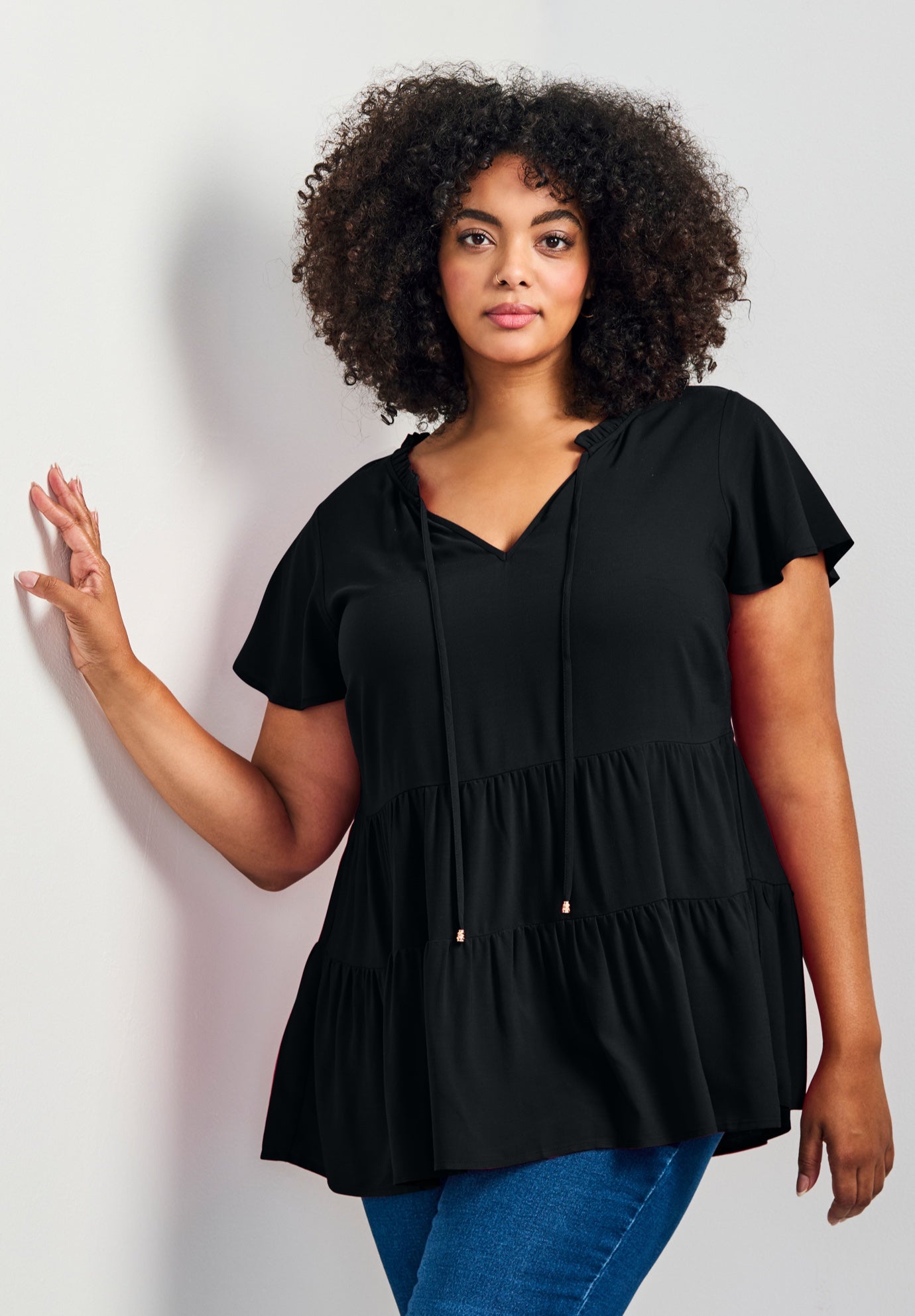 Lani Flutter Sleeve Tiered Top image number 0