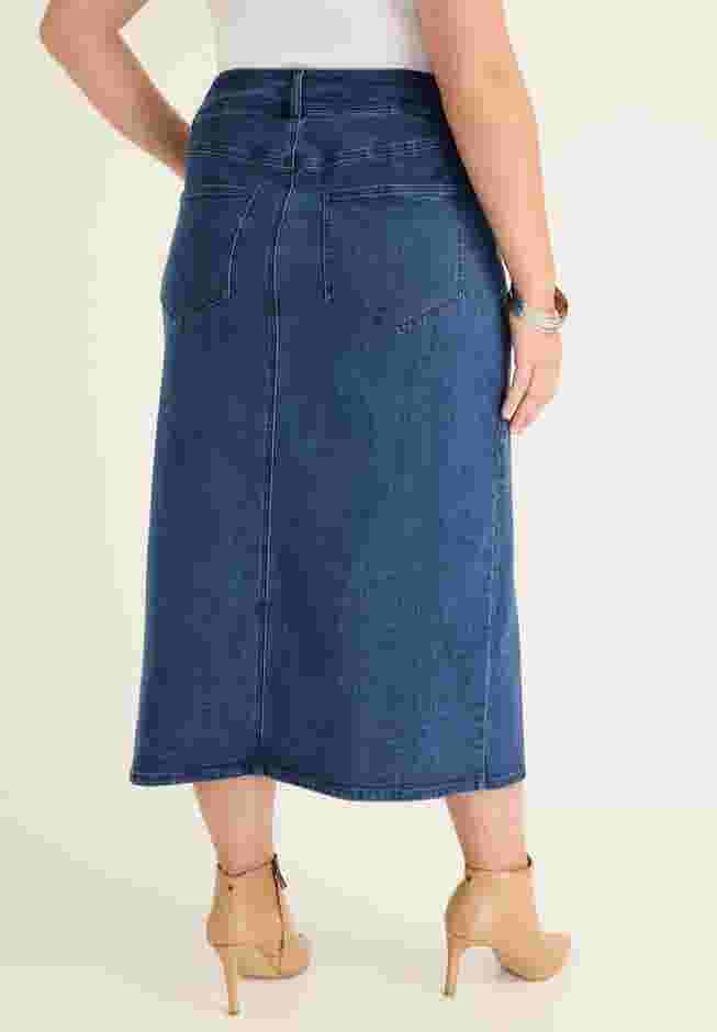 Front-Slit Denim Midi Skirt image number 1