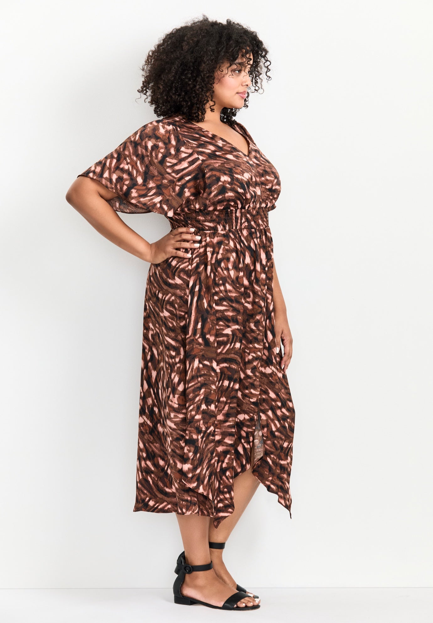 Aimee Sateen Flutter Sleeve Dress image number 2