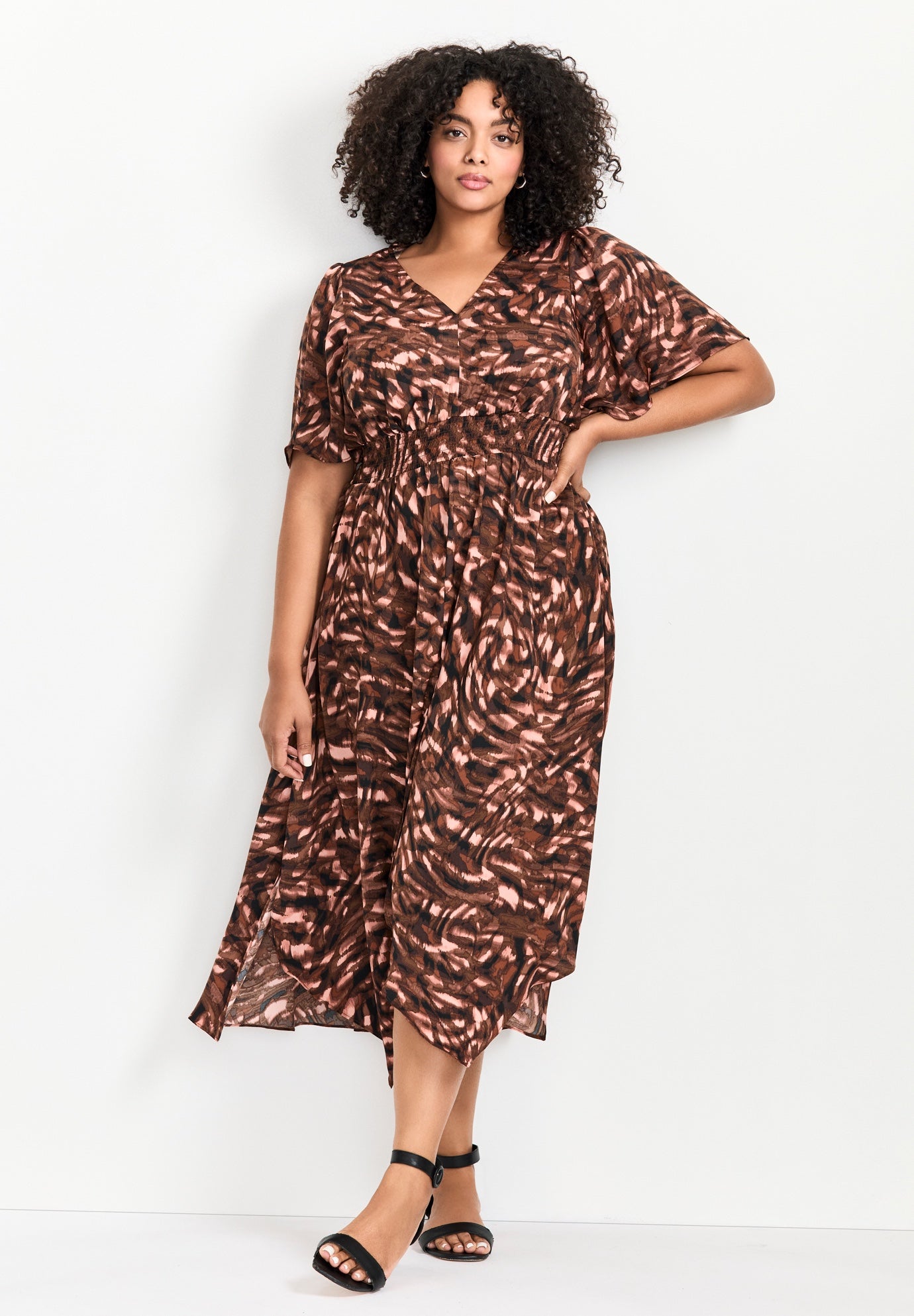 Aimee Sateen Flutter Sleeve Dress image number 0
