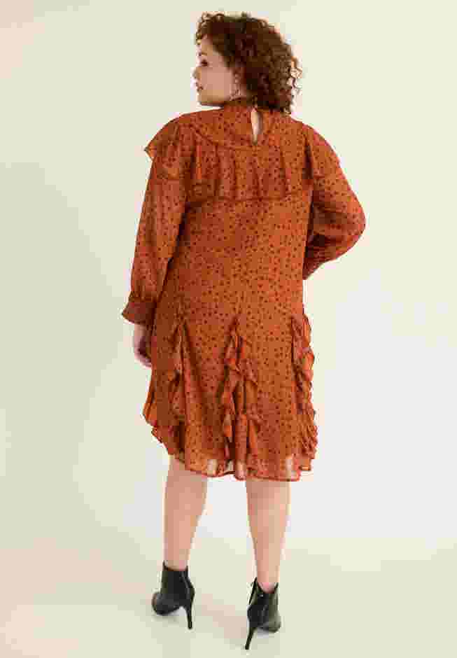 Ruffled Chiffon Mockneck Dress image number 1