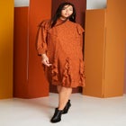 Ruffled Chiffon Mockneck Dress image number null