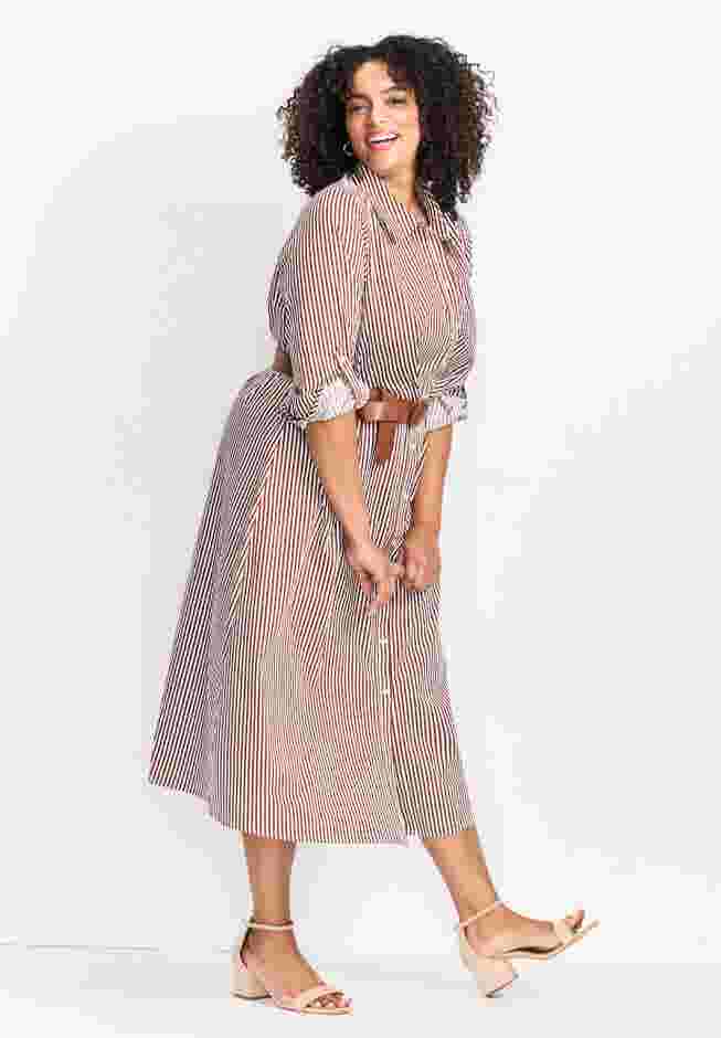 Leona Stripe Shirtdress With Belt image number 2